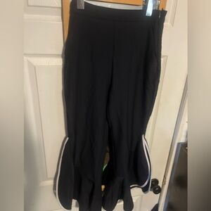 Zara - Size S, Black Flare Bell Bottom Pants with White Stripes